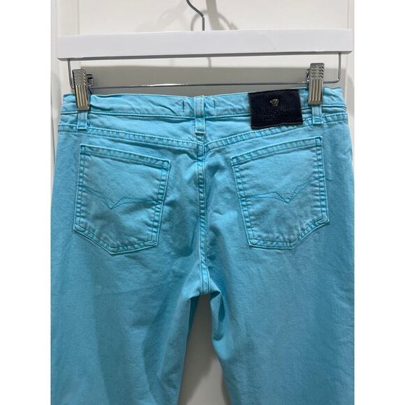 Vintage Versace Jeans Couture Turquoise Blue Boot Cut Denim Jeans Sz 28 - Picture 6 of 11